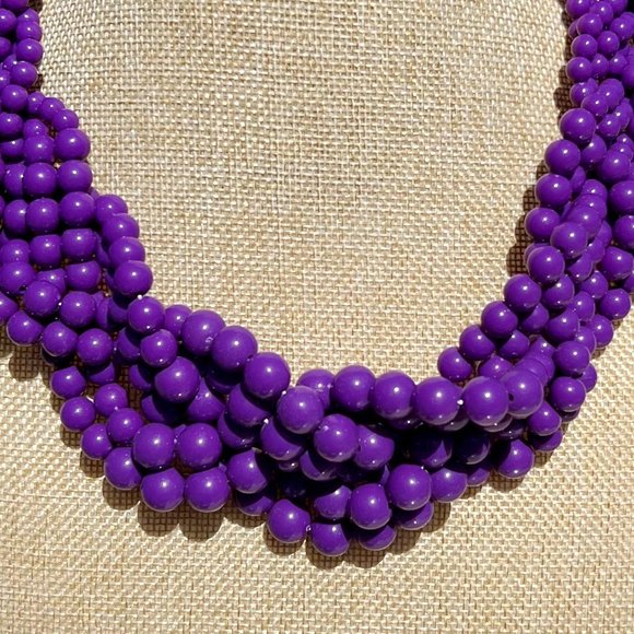 Twisted Multi Strand Purple Lucite Pearl Necklace Spring Summer Vacation NWT - Picture 3 of 4